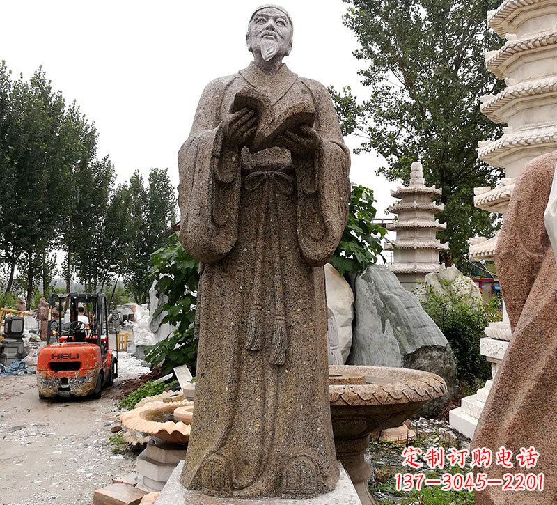 潍坊中领雕塑--李时珍石雕定制