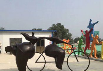 潍坊青春无悔，精致自行车雕塑