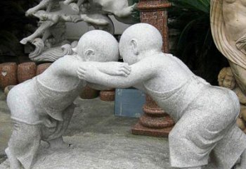 潍坊可爱小孩摔跤石雕