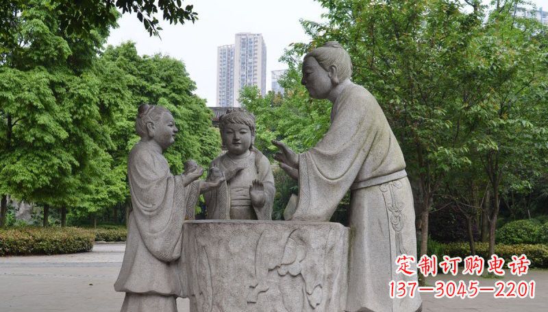 潍坊孔融让梨石雕,精美的古代人物雕塑