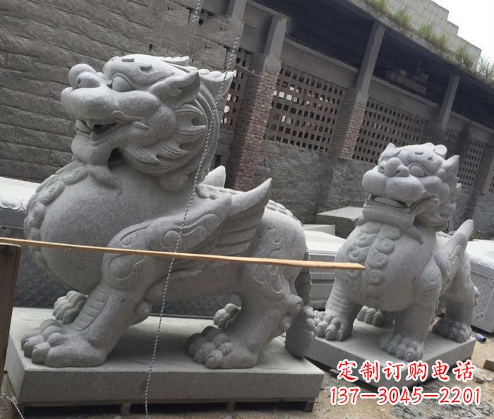潍坊中领雕塑–精美的古代神兽大理石貔貅雕塑