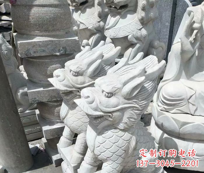 潍坊传统工艺，精细做工，古代神兽大理石麒麟石雕高端定制