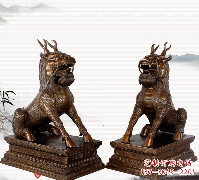 潍坊古典神麒麟铜雕,馥玉臻品