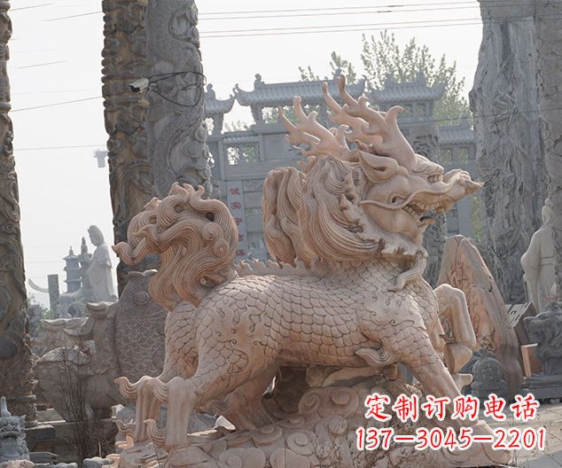 潍坊中领雕塑：古典麒麟石雕，美丽传承