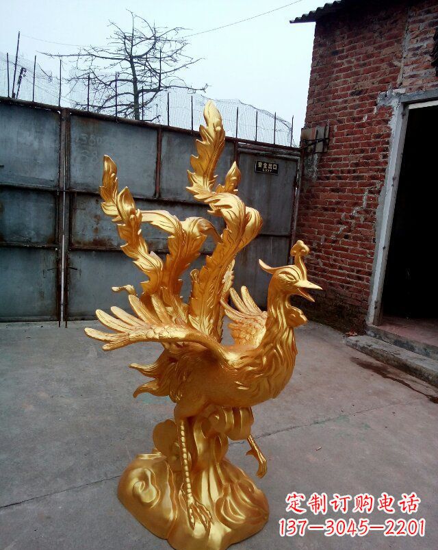 潍坊传统铜质凤凰雕塑