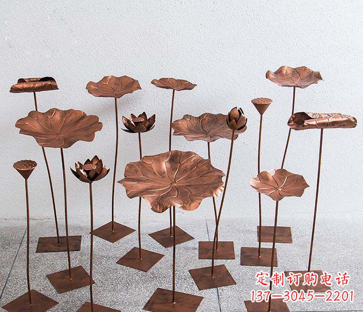 潍坊古铜色荷花摆件不锈钢雕塑