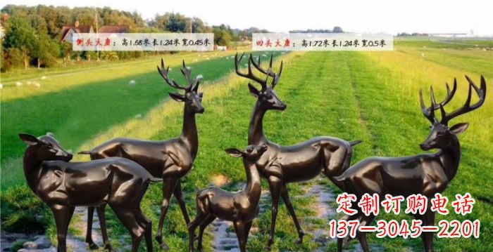 潍坊古铜色鹿群铜雕
