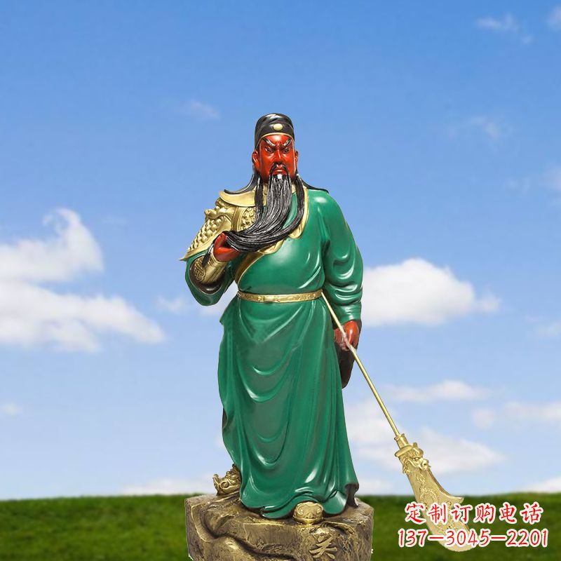 潍坊精美彩绘关公雕塑