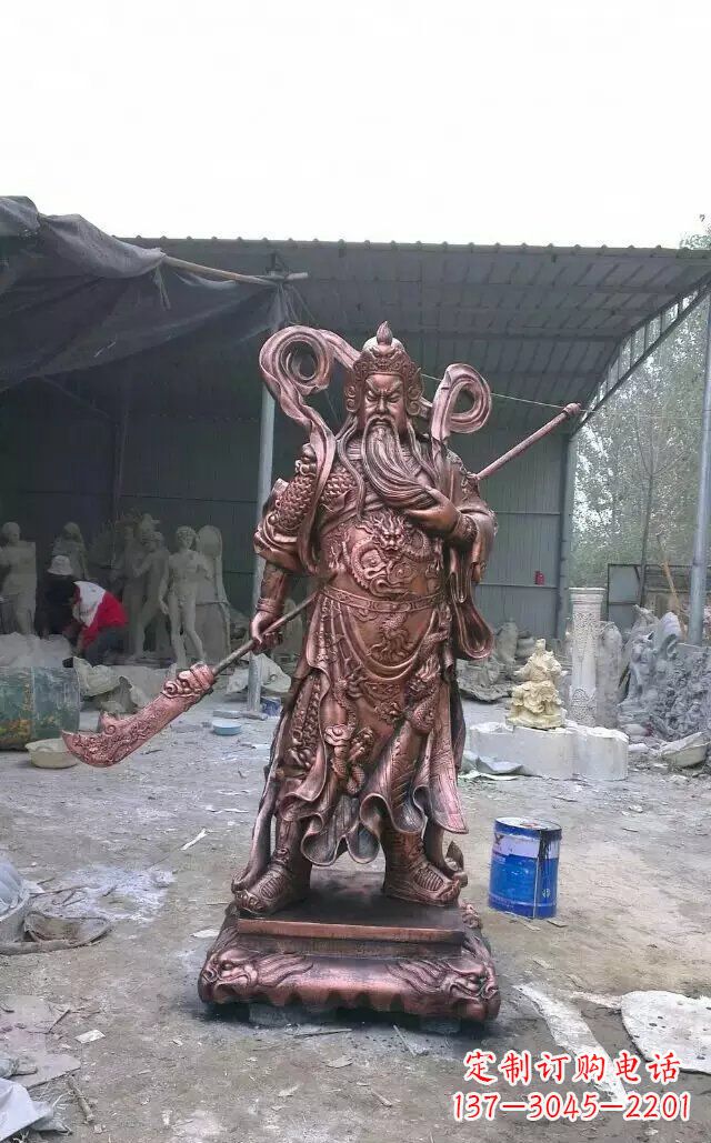 潍坊精美关公红铜雕塑
