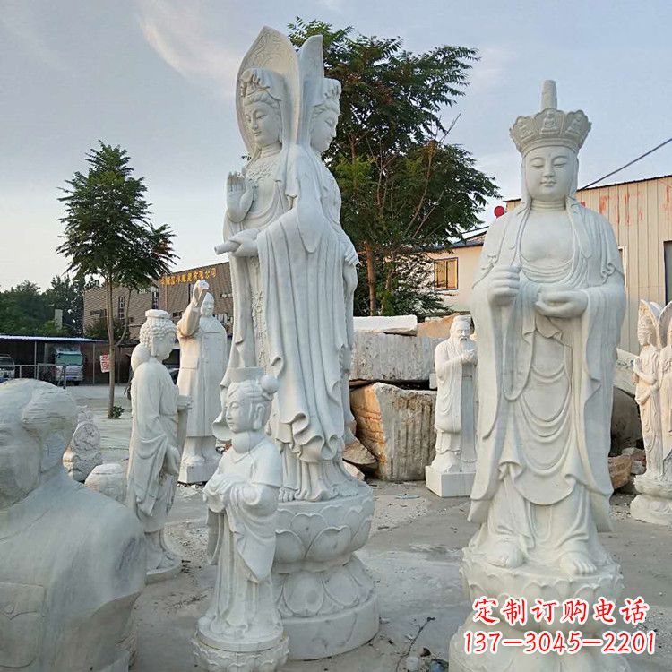 潍坊观音 石雕送子观音 汉白玉观音佛像厂家直销石雕汉白玉菩萨_27