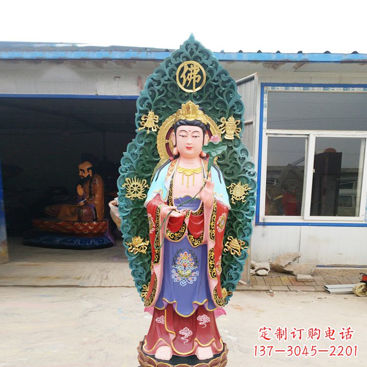 潍坊观音菩萨玻璃钢彩绘雕塑