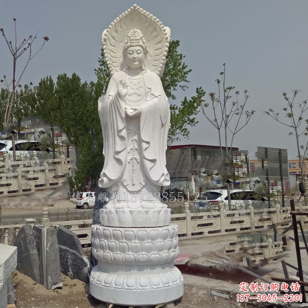 潍坊观音菩萨汉白玉石精美雕塑