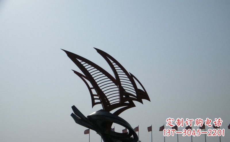 潍坊广场不锈钢抽象帆船雕塑
