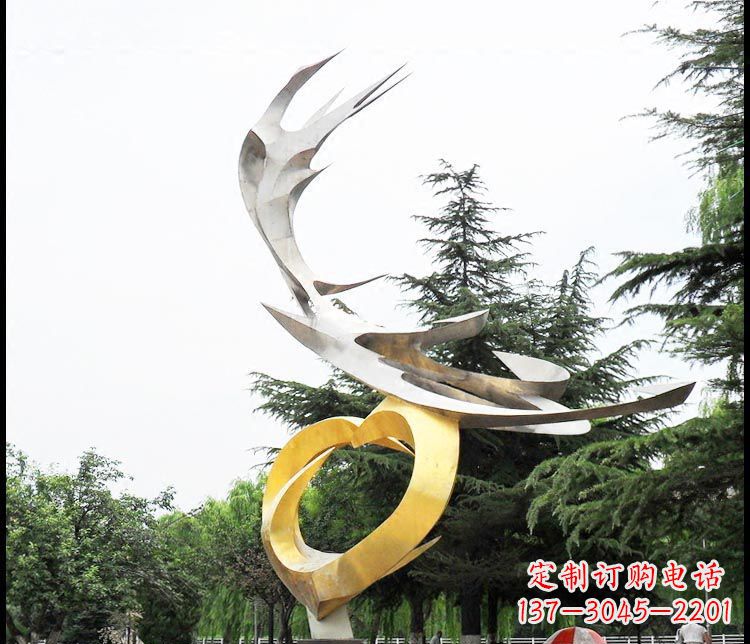 潍坊广场不锈钢抽象凤凰摆件雕塑