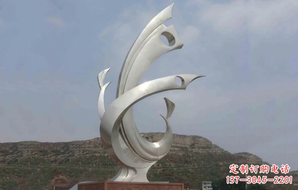 潍坊广场不锈钢抽象凤凰雕塑 (5)