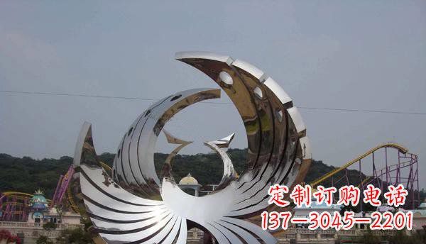 潍坊广场不锈钢抽象凤凰雕塑 (2)
