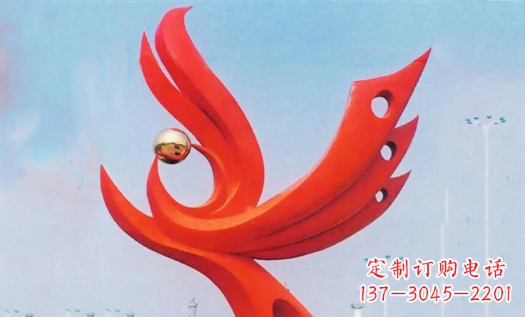 潍坊广场不锈钢抽象凤凰雕塑_2