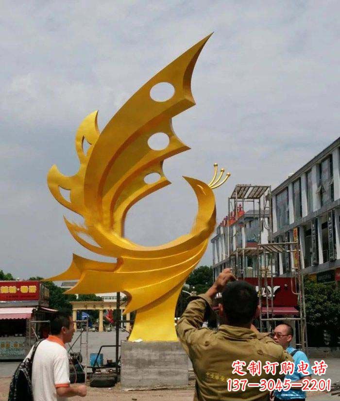 潍坊广场不锈钢抽象凤凰雕塑1