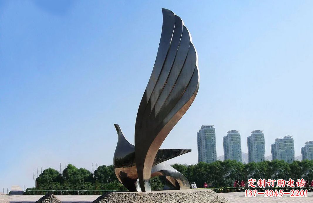 潍坊广场不锈钢抽象鸽子雕塑