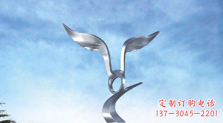 潍坊广场不锈钢抽象海鸥雕塑