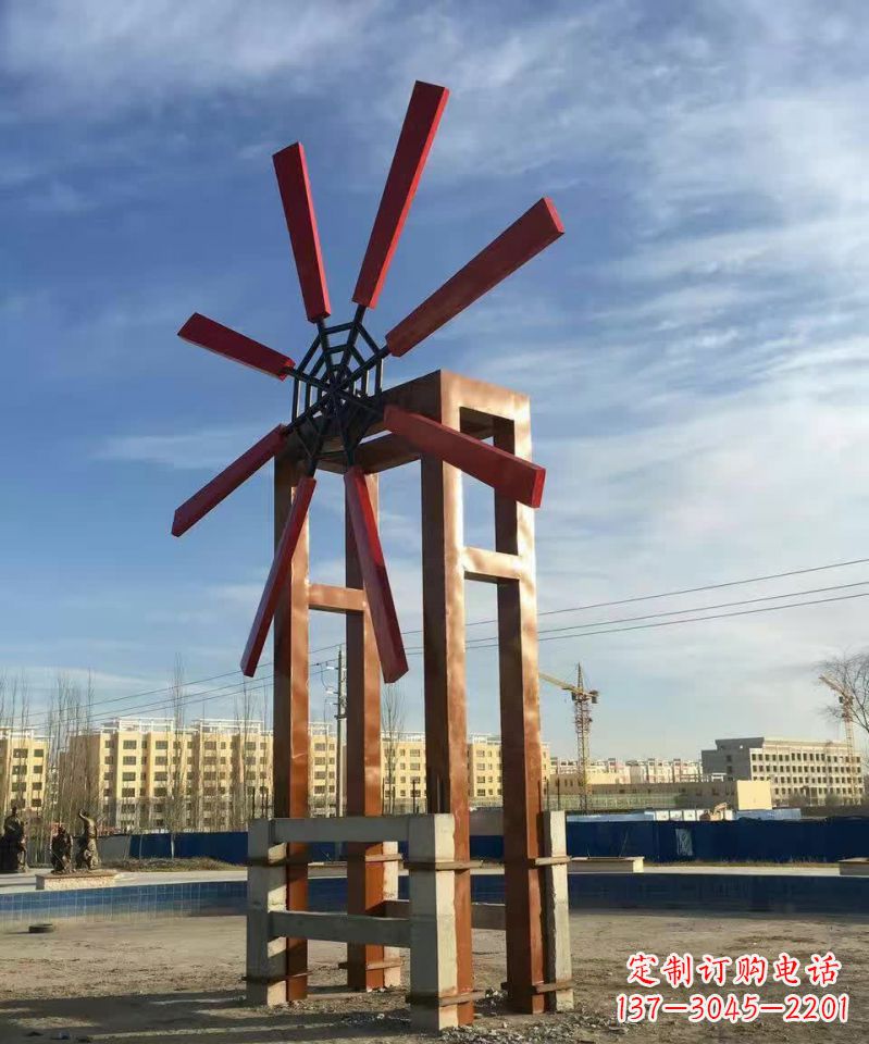 潍坊广场不锈钢大型风车雕塑