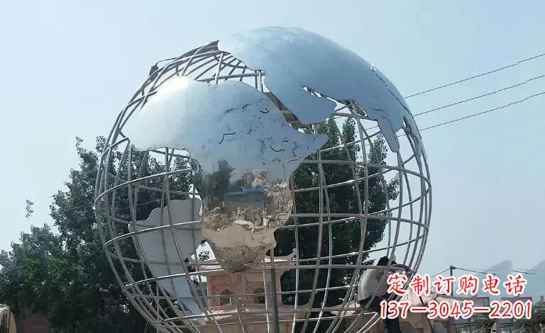 潍坊广场不锈钢地球仪雕塑 (2)