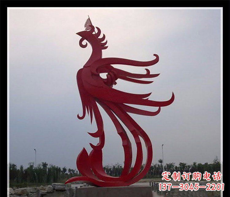 潍坊广场不锈钢飞翔的凤凰雕塑 (2)