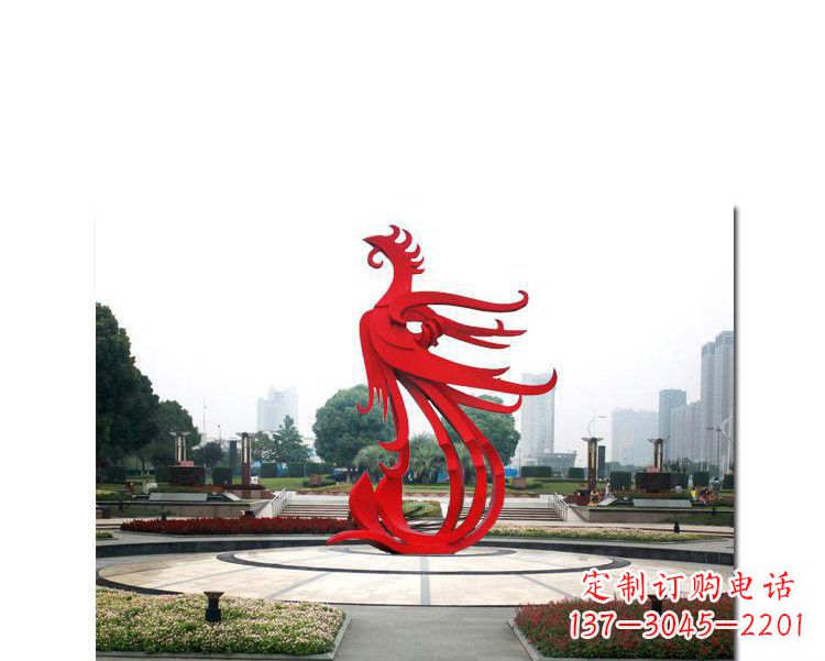 潍坊广场不锈钢飞翔的凤凰雕塑