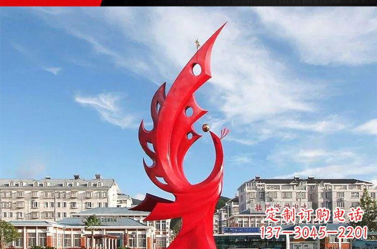 潍坊广场不锈钢凤凰摆件雕塑1