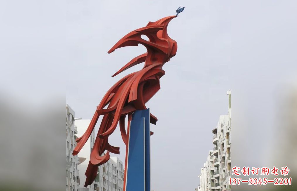 潍坊广场不锈钢凤凰抽象雕塑