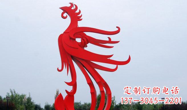 潍坊广场不锈钢凤凰雕塑 (3)
