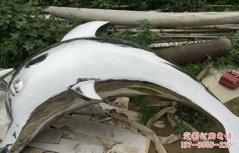 潍坊广场不锈钢海豚雕塑 (2)
