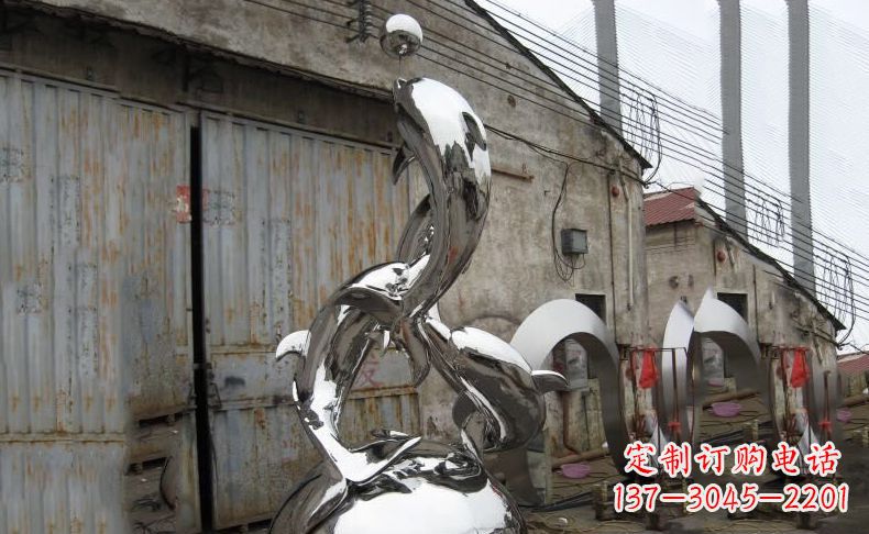 潍坊广场不锈钢海豚雕塑
