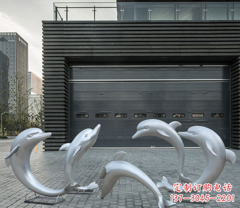潍坊广场不锈钢海豚景观雕塑