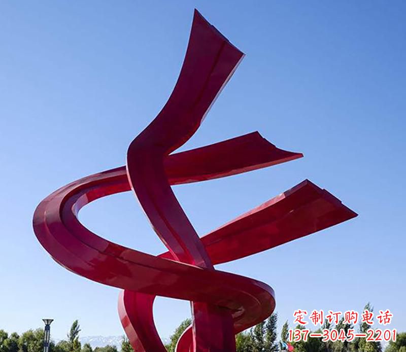 潍坊广场不锈钢红飘带景观雕塑