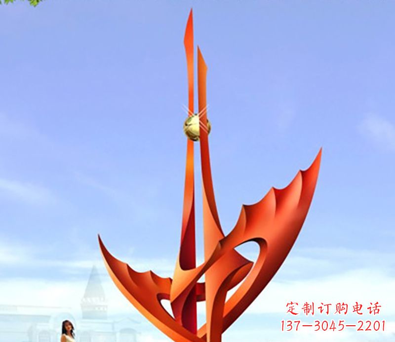 潍坊广场不锈钢火炬抽象雕塑
