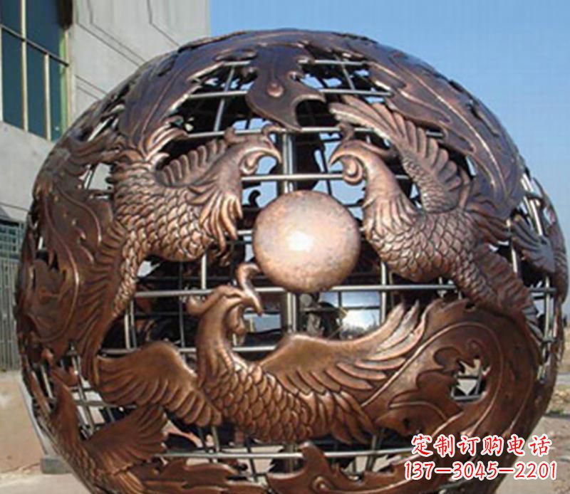 潍坊广场不锈钢龙凤球景观雕塑