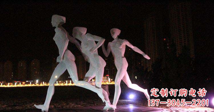 潍坊广场不锈钢跑步的女孩雕塑