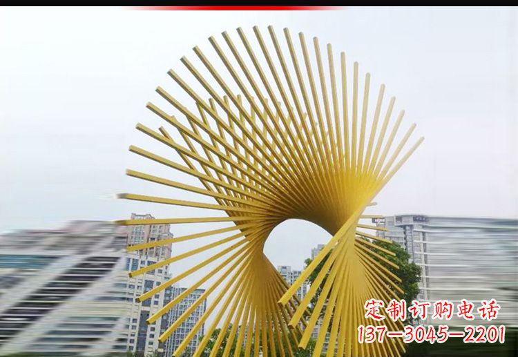 潍坊现代美学——不锈钢树枝扇形景观雕塑