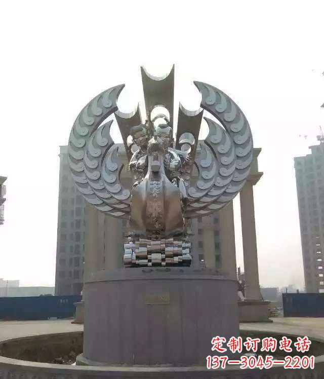 潍坊广场不锈钢童趣凤凰雕塑