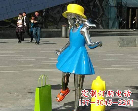潍坊广场不锈钢小女孩雕塑