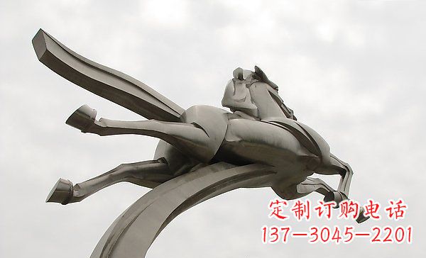 潍坊广场不锈钢一马当先景观雕塑