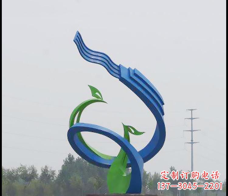 潍坊广场彩色不锈钢抽象凤凰雕塑