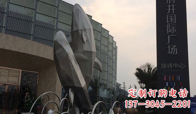 潍坊广场抽象海豚不锈钢雕塑