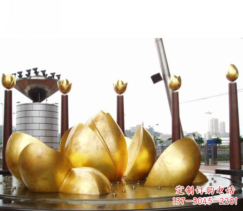 潍坊全新设计!中领雕塑莲花抽象广场雕塑