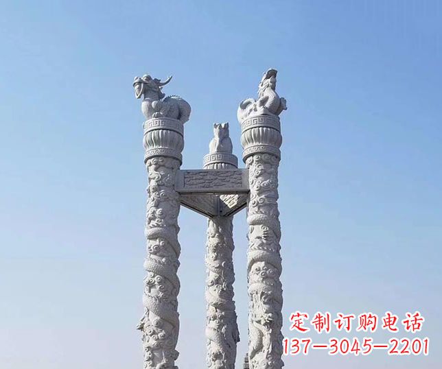 潍坊广场大理石龙柱景观石雕_2