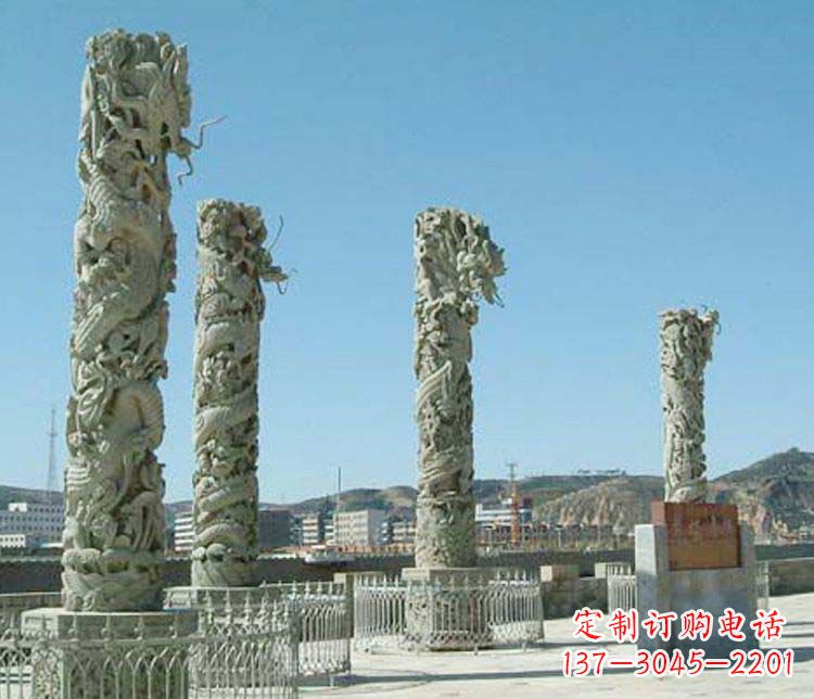 潍坊广场大理石盘龙柱景观石雕 (4)