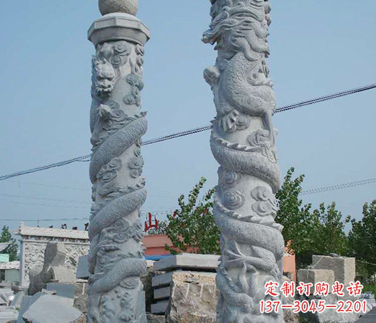 潍坊广场大理石盘龙柱景观石雕_1