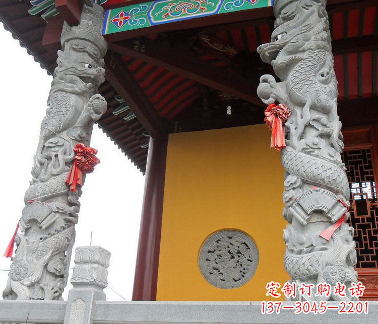 潍坊广场大理石盘龙柱景观石雕_2