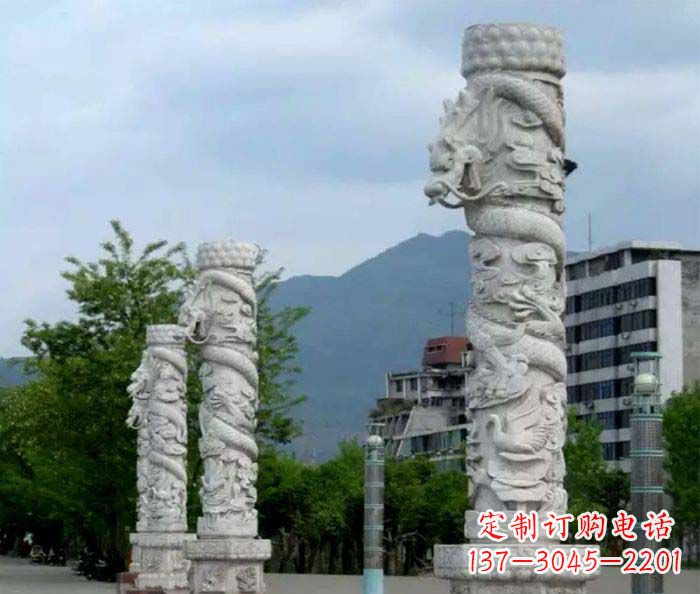 潍坊广场景观大理石龙柱石雕 (3)
